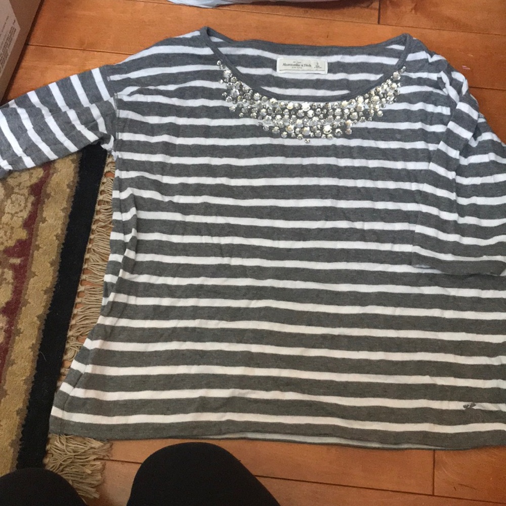 Grey and white stripped sweater